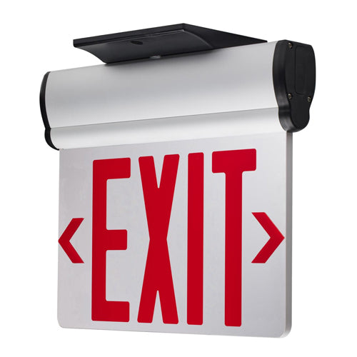 Satco 67-111, Red (Mirror) Edge Lit LED Exit Sign, 90min Ni-Cad backup, 120/277V, 3.14W, Dual Face, Top/Back/End Mount