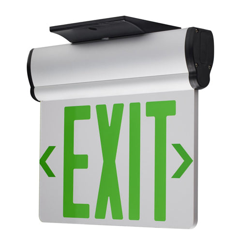 Satco 67-112, Green (Clear) Edge Lit LED Exit Sign, 90min Ni-Cad backup, 120/277V, 2.94W, Single Face, Top/Back/End Mount