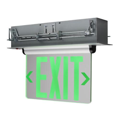Satco 67-116, Green (Clear) Edge Lit LED Exit Sign, 120/277V, 2.94W, Single Face, Clear Finish