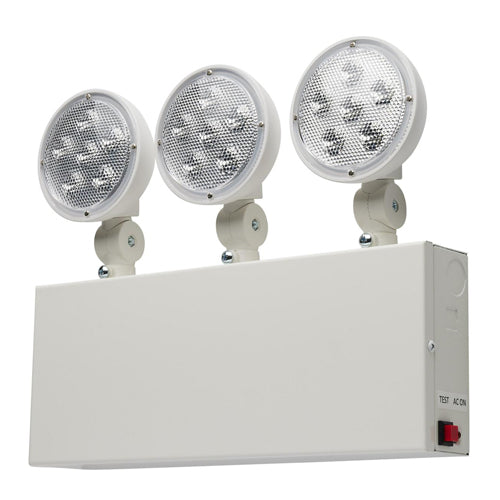 Satco 67-133, Emergency Light, 90min Ni-Cad backup, 120/277V, 1.5W, 330 Lumens, 5700K, Tri Head, Universal Mounting, Steel/NYC