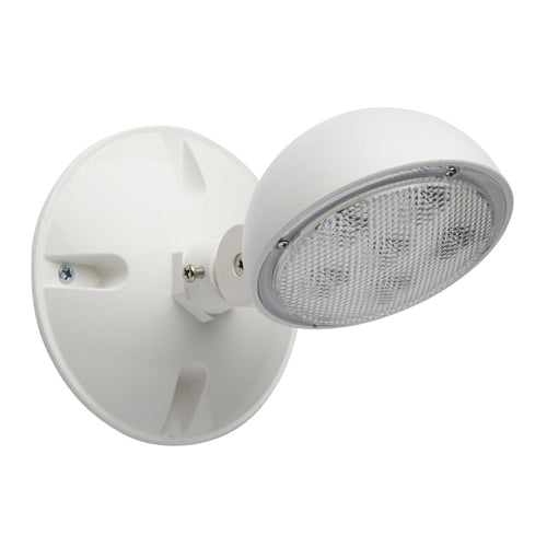 Satco 67-136, Remote Emergency Light, Low-Voltage Backup, Single Head, 3.6V/12V, 1W, 100 Lumens, 6000K, White Finish, Wet Location Rated