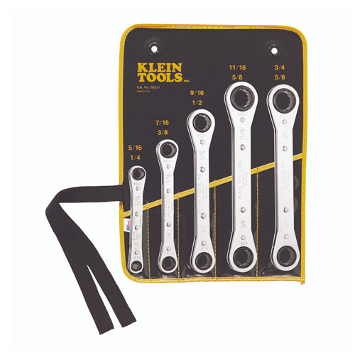 Klein Tools 68221, Ratcheting Box Wrench Set, 5-Piece