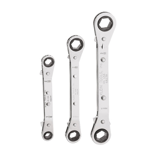 Klein Tools 68244, Reversible Ratcheting Box Wrench Set, 3-Piece