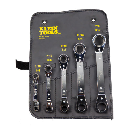Klein Tools 68245, Reversible Ratcheting Box Wrench Set, 5-Piece