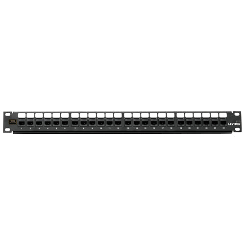 Leviton 6910G-U24, Cat 6A Flat Quickport Patch Panel, 24-Port, 1RU, Black
