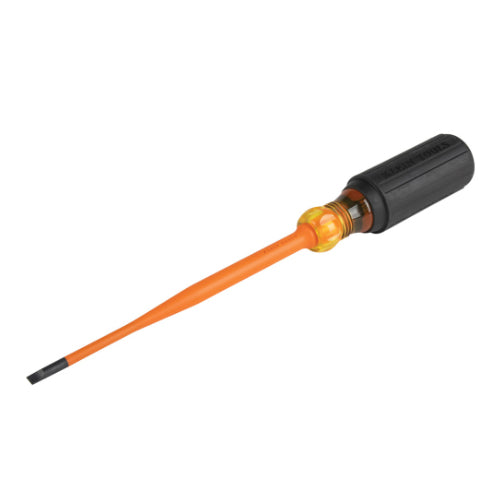 Klein Tools 6916INS, Slim-Tip Insulated Screwdriver, 3/16-Inch Cabinet, 6-Inch Round Shank