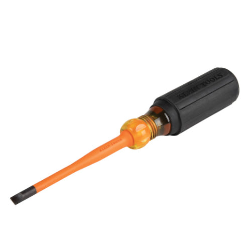 Klein Tools 6924INS, Slim-Tip Insulated Screwdriver, 1/4-Inch Cabinet, 4-Inch Round Shank