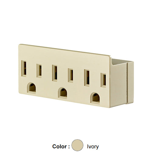 Leviton 697-I, Indoor Single-to-Triple Outlet/Receptacle Plug-In Adapter, 3 Straight or Angle Plugs Accepted, 15A 125V, NEMA 5-15P, 2-Pole, 3-Wire, Grounding, Ivory, 2 Packs