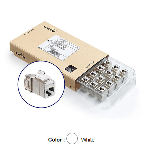 Leviton 6ASJK-CW6, ATLAS-X1 Cat 6A Shielded Quickport Jack, White, 12-Pack (Includes 12 Jacks and 12 Wire Managers)