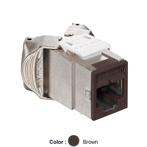 Leviton 6ASJK-RB6, ATLAS-X1 Cat 6A Shielded Quickport Jack, Component-Rated, Brown