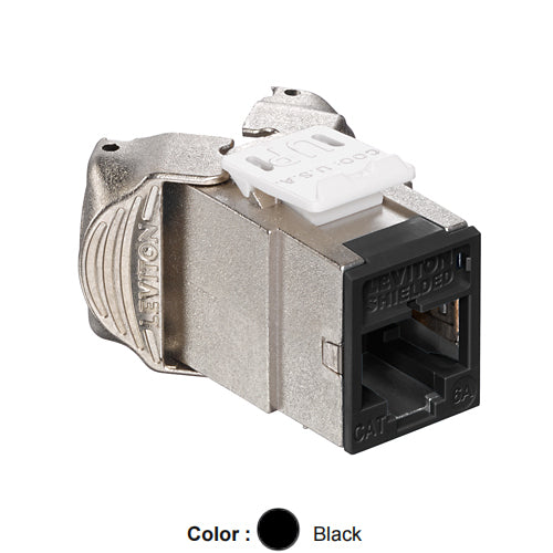 Leviton 6ASJK-RE6, ATLAS-X1 Cat 6A Shielded Quickport Jack, Component-Rated, Black