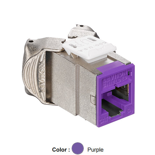 Leviton 6ASJK-RP6, ATLAS-X1 Cat 6A Shielded Quickport Jack, Component-Rated, Purple