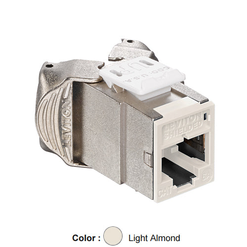 Leviton 6ASJK-RT6, ATLAS-X1 Cat 6A Shielded Quickport Jack, Component-Rated, Light Almond