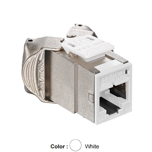 Leviton 6ASJK-RW6, ATLAS-X1 Cat 6A Shielded Quickport Jack, Component-Rated, White
