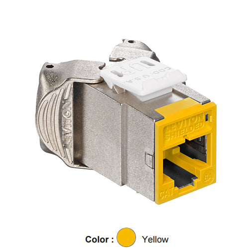 Leviton 6ASJK-RY6, ATLAS-X1 Cat 6A Shielded Quickport Jack, Component-Rated, Yellow