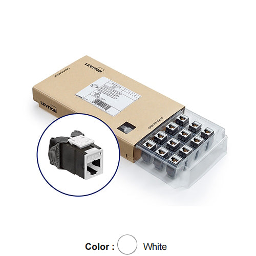 Leviton 6AUJK-CW6, ATLAS-X1 Cat 6A UTP Quickport Jack, White, 12-Pack (Includes 12 Jacks and 12 Cones of Silence)