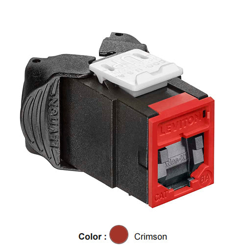Leviton 6AUJK-SC6, ATLAS-X1 Cat 6A UTP Quickport Jack with Shutters, Crimson