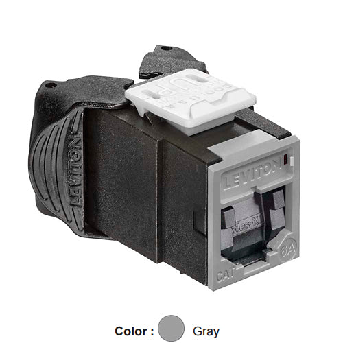 Leviton 6AUJK-SG6, ATLAS-X1 Cat 6A UTP Quickport Jack with Shutters, Gray
