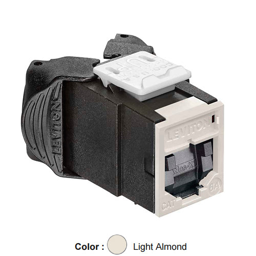 Leviton 6AUJK-ST6, ATLAS-X1 Cat 6A UTP Quickport Jack with Shutters, Light Almond