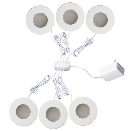 Lotus 6P-AD-108-3K-D-H-WH, 1" Mini Puck LED Light, 12VDC, 1W, 3000K Soft White, 70 Lumens, Dimmable, White Trim, 6 Pack