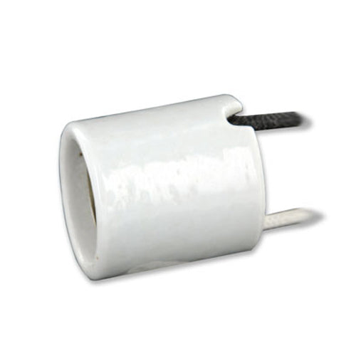 Leviton 70045, Glazed Porcelain Lampholder, Medium Base, One-Piece, Keyless, HID, Single Circuit, Side Wired, 4KV-Pulse Rated, White