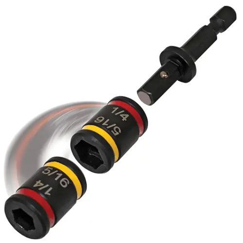 Rack-A-Tiers 70464RY, Malco C-Rhex Dual-Sided Magnetic 4" Hex Driver 1/4" & 5/16", Red/Yellow