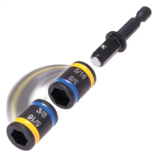 Rack-A-Tiers 70484YB, Malco C-RHEX Dual Sided Magnetic 4" Hex Driver 5/16" & 3/8", Blue/Yellow
