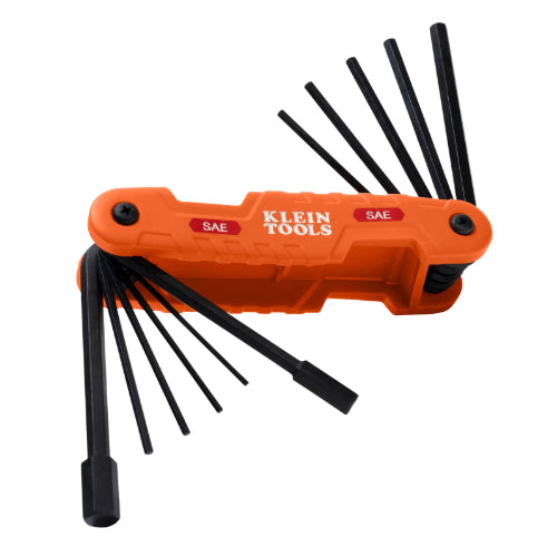 Klein Tools 70550, Pro Folding Hex Key Set, 11-Key, SAE Sizes