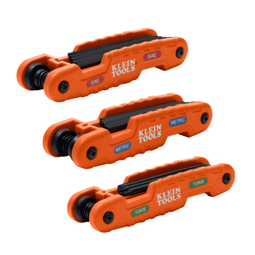 Klein Tools 70553, Pro Folding Hex Key Set, 31-Key, SAE, Metric, TORX® Sizes, 3-Piece