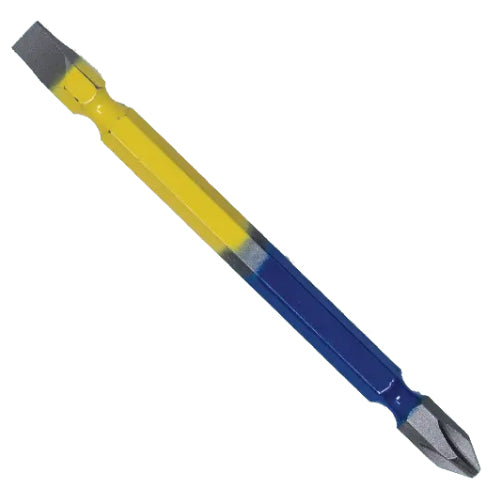 Rack-A-Tiers 72204BY, #2 Phillips & 1/4" Slot Double Ended Bit 4" (Blue/Yellow)