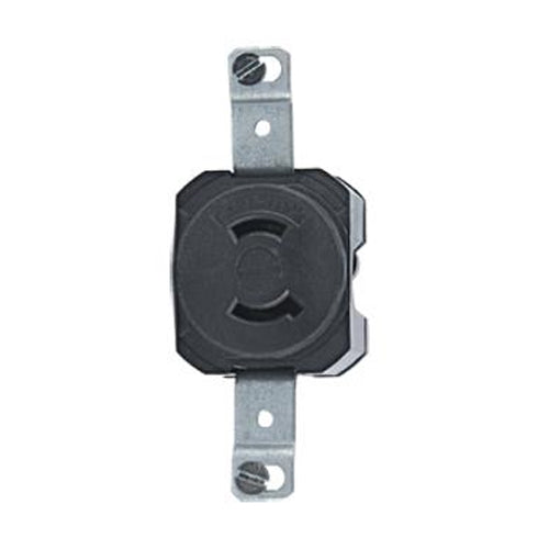 Leviton 7535, Single Locking Receptacle, 15A 125V, NEMA L1-15R, 2-Pole, 2-Wire, Non-Grounding, Black