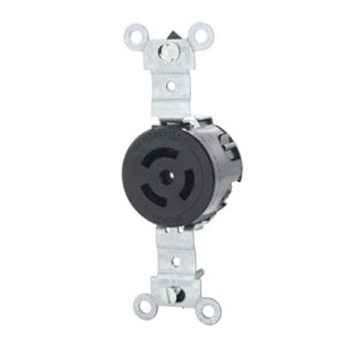 Leviton 7582-G, Single Locking Receptacle, 15/10A 125/250V, Non-NEMA, 3-Pole, 3-Wire, Grounding, Black