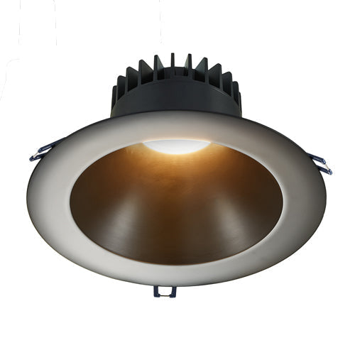 Lotus LD8R-35K-BR-BT, 8" Round Deep Black Trim Regressed LED Open Plenum, 18W, 120VAC, 3500K Neutral White, 1600 Lumens, Black Reflector, Dimmable