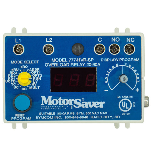 Littelfuse 777-HVR-SP, 77C Series, Single-Phase Current & Voltage Monitor, 100-240VAC, 2-800A (external CTs required above 90A), Provides 470VA @ 600 V ac output SPDT relay contacts. For systems with no control power transformer