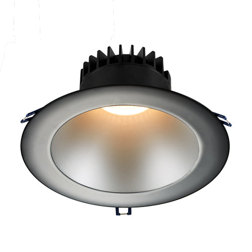 Lotus LD8R-50K-HO-SR-BT, 8" Round Deep Black Trim Regressed LED, Open Plenum High Output 30W, 120VAC, 5000K Natural White, 3000 Lumens, Silver Reflector, Dimmable