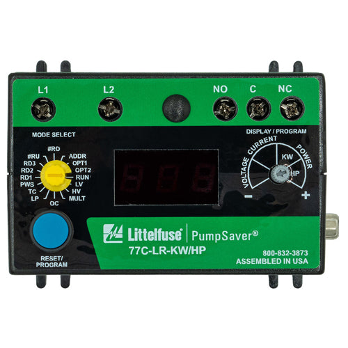 Littelfuse 77C-LR-KW/HP, 77C-KW Series, Single-Phase Current & Voltage Monitor, 100-240VAC, 1 Phase, 1–9 A (external CTs required above 9 A)