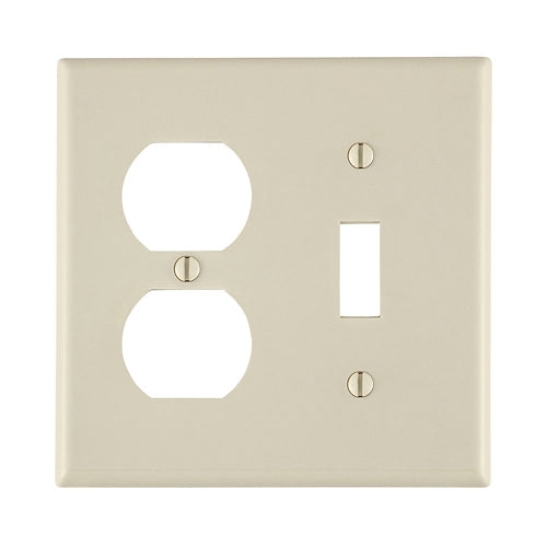 Leviton 78005, 2-Gang 1-Toggle 1-Duplex Device Combination Wallplate, Standard Size, Thermoset, Device Mount, Light Almond, 5 Packs