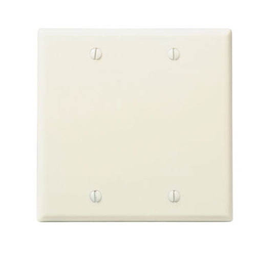 Leviton 78025, 2-Gang No Device Blank Wallplate, Standard Size, Thermoset, Box Mount, Light Almond, 2 Packs
