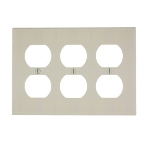 Leviton 78030, 3-Gang Duplex Device Receptacle Wallplate, Standard Size, Thermoset, Device Mount, Light Almond