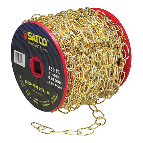 Satco 79-200, 11 Ga. Chain, 50 yd. (150 ft.) to Reel, 1 Reel To Master, 15lbs Max, Brass Finish