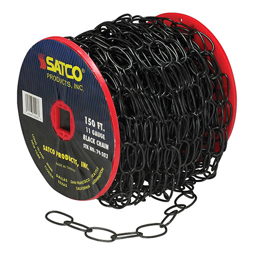 Satco 79-203, 11 Ga. Chain, 50 yd. (150 ft.) to Reel, 1 Reel To Master, 15lbs Max, Black Finish