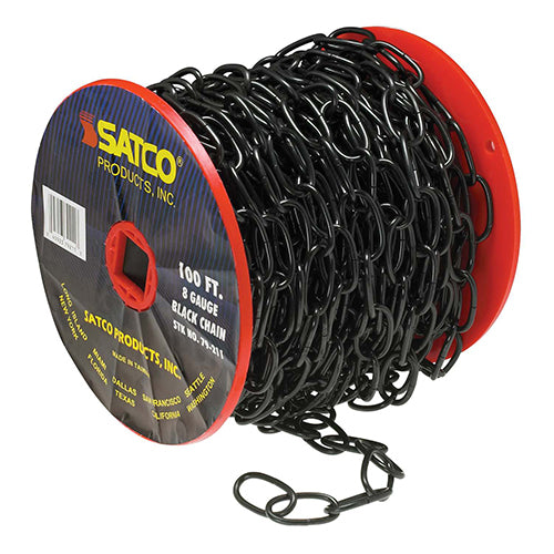 Satco 79-211, 8 Ga. Chain, 100 ft. to Reel, 1 Reel To Master, 35lbs Max, Black Finish