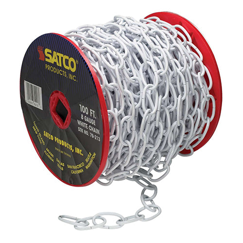 Satco 79-213, 8 Ga. Chain, 100 ft. to Reel, 1 Reel To Master, 35lbs Max, White Finish