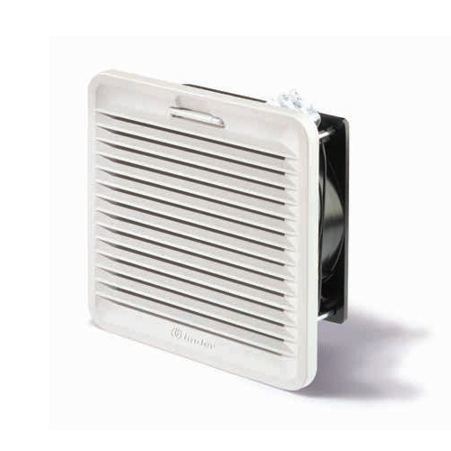 Finder 7F.20.8.120.2055, Filter Fan, Size 2 - 6 Inch, 32.4 CFM, 120V AC Supply, 28W, UL Type 12, Grey RAL 7035