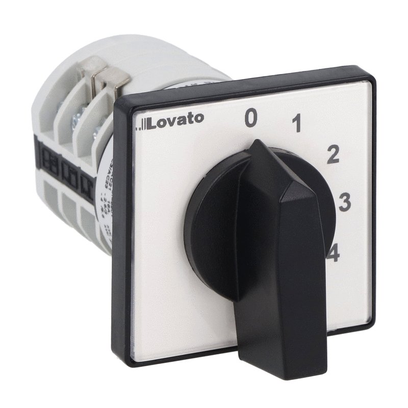 Lovato 7GN12110U, Rotary Cam Switch 7GN Series, Multi-Step 0-1-2-3-4-5, 1 Pole 16A, For Front Mounting with Black Handle, Front Plate 48X48mm