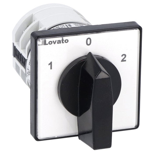 Lovato 7GN1252U, Rotary Cam Switch 7GN Series, Changeover Switch, 2 Poles 16A, For Front Mounting with Black Handle, Front Plate 48X48mm