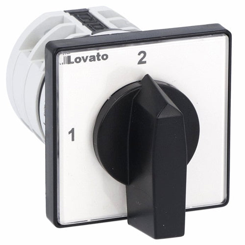 Lovato 7GN1255U, Rotary Cam Switch 7GN Series, Changeover Switch without 0, 2 Poles 16A, For Front Mounting with Black Handle, Front Plate 48X48mm