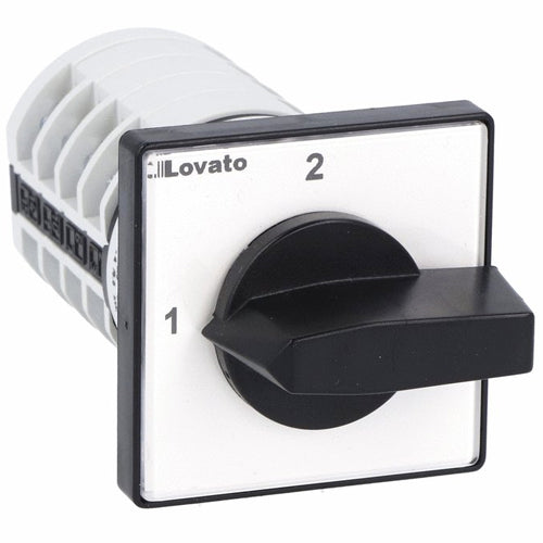 Lovato 7GN1269U, Rotary Cam Switch 7GN Series, Changeover Switch without 0, 4 Poles 16A, For Front Mounting with Black Handle, Front Plate 48X48mm