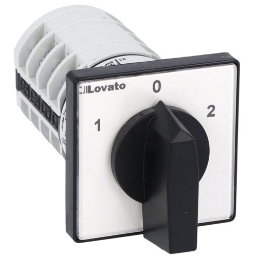 Lovato 7GN1275U, Rotary Cam Switch 7GN Series, Changeover Switch, 4 Poles 16A, For Front Mounting with Black Handle, Front Plate 48x48mm