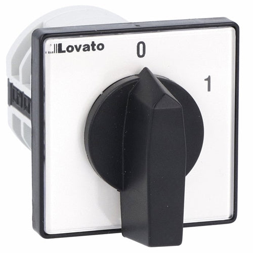 Lovato 7GN1290U, Rotary Cam Switch 7GN Series, ON-OFF Switch, 1 Pole 16A, For Front Mounting with Black Handle, Front Plate 48X48mm